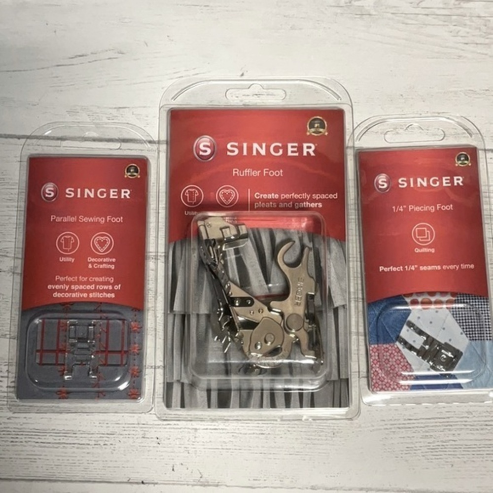 Singer Sewing Machine parrallel,ruffler, 1/4 piercing feet lot